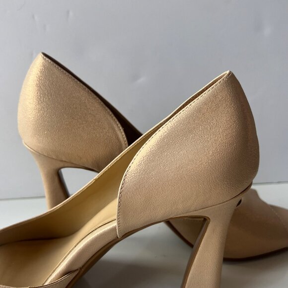 Naturalizer Open-Toe D'Orsay High Heels Gold Faux Leather Womens Size 10W - Picture 9 of 13